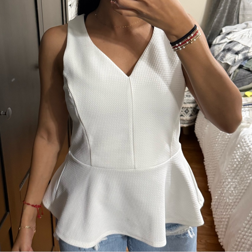 BCX Ivory Peplum Blouse